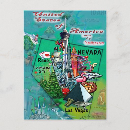 Nevada USA Kaart (Voorkant)