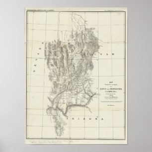 Nevada, Utah en Arizona Map Poster