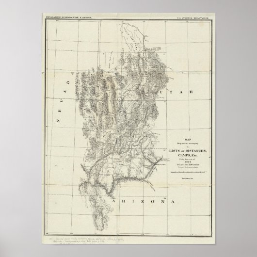Nevada, Utah en Arizona Map Poster (Voorkant)