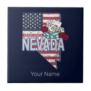 Nevada Verenigde Staten Retro Kaart  USA Casino Tegeltje