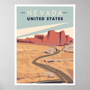 Nevada Verenigde Staten Vintage Travel Illustratio Poster