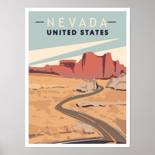 Nevada Verenigde Staten Vintage Travel Illustratio Poster (Voorkant)