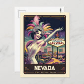 Nevada | Vintage van patriottische spirit Briefkaart (Voorkant / Achterkant)