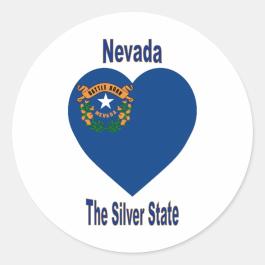 Nevada vlag hart ronde sticker (Voorkant)