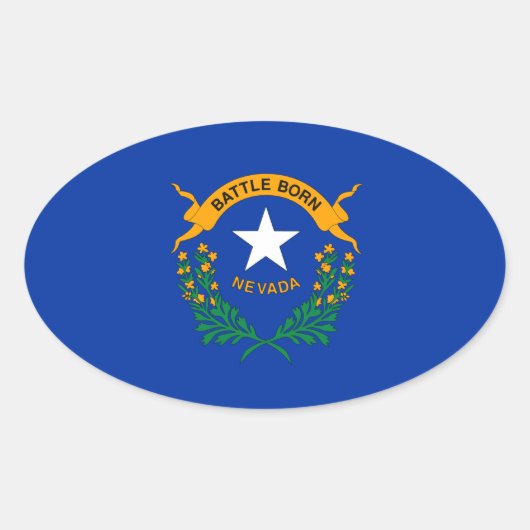 Nevada vlag ovale sticker (Voorkant)
