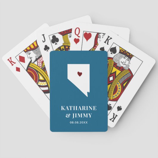 Nevada Wedding Favor Deck of Cards, State Map Pokerkaarten (Achterkant)