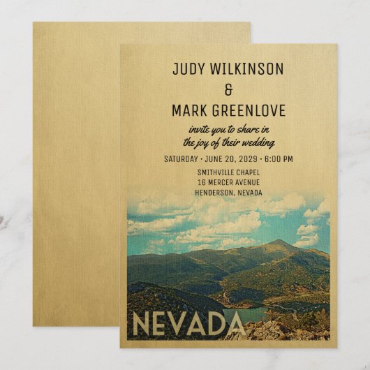 Nevada Wedding Invitation  midden-eeuw Kaart (Voorkant / Achterkant)
