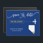 Nevada Wedding Save the Date Kaart, kaart Magnetische Uitnodiging<br><div class="desc">Je koos een speciale plaats voor je bruiloft. Nu is het tijd om het te vieren met deze keepslag, met de date magnet-kaart, met een silhouette kaart en een klein vliegtuig naar je bestemming. Om het hart naar de plaats van uw bruiloft te verplaatsen, personaliseert de klik en dan "past...</div>