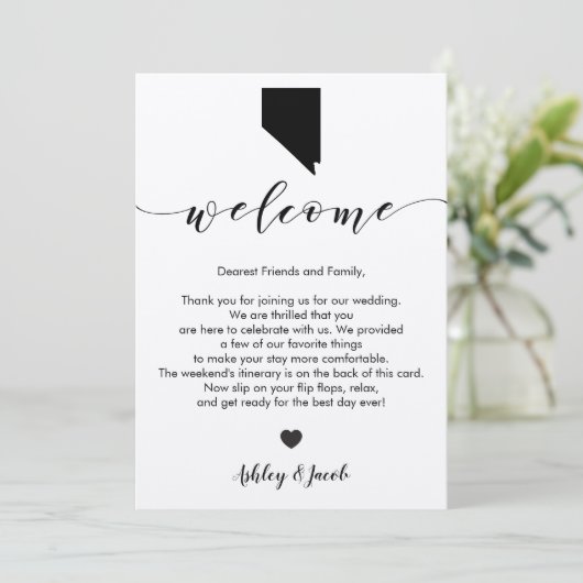 Nevada Wedding Welcome Letter & Route Kaart (Staand voorkant)