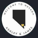 Nevada Wedding Welcome Sticker voor Treat Box Bag<br><div class="desc">Gebruik deze sticker om de welkomstzakken te etiketteren of dozen te behandelen voor je gasten uit het hotel in de stad,  en ze welkom te heten in Nevada!</div>