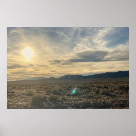 Nevada Woestijn Zonsondergang – Gouden Lucht boven Poster