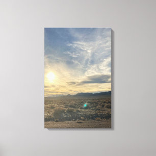 Nevada Woestijn Zonsondergang – Verticale Gouden L Canvas Afdruk
