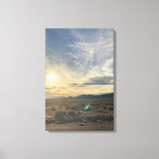 Nevada Woestijn Zonsondergang – Verticale Gouden L Canvas Afdruk (Voorkant)