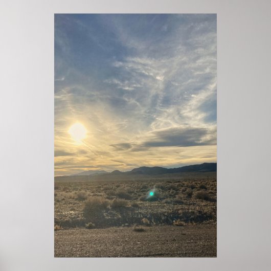 Nevada Woestijn Zonsondergang – Verticale Gouden L Poster (Voorkant)