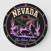 Nevada Zilveren Staat Paard Grote Klok (Voorkant)