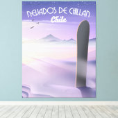 Nevados de Chillan, Chili Snowboarding poster. Canvas Afdruk (Insitu (Houten vloer))