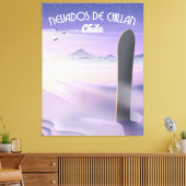 Nevados de Chillan, Chili Snowboarding poster. Canvas Afdruk (Insitu (Woonkamer))