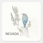 Nevadvogel en bloem vierkante sticker (Voorkant)