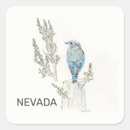 Nevadvogel en bloem vierkante sticker