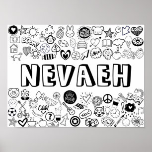 'NEVAEH' Color-it-Yourself-contourontwerp Poster