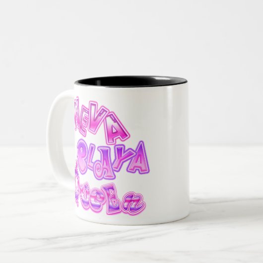 nevaplayatext tweekleurige koffiemok (Voorkant links)