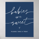 Neve baby's zijn lief Baby shower teken navy Poster (Voorkant)
