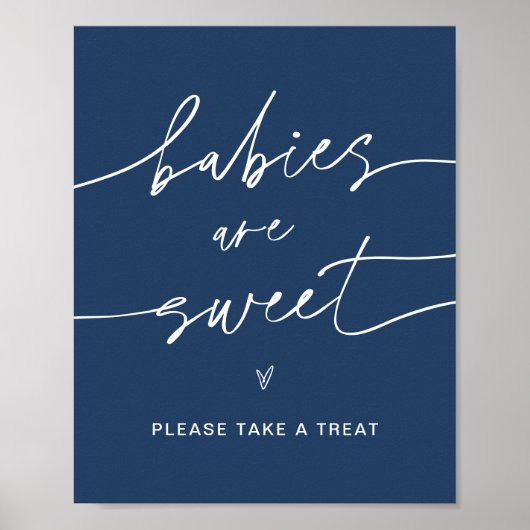 Neve baby's zijn lief Baby shower teken navy Poster (Voorkant)