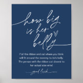 NEVE Hoe groot is haar buik Baby shower spel Navy Poster (Voorkant)