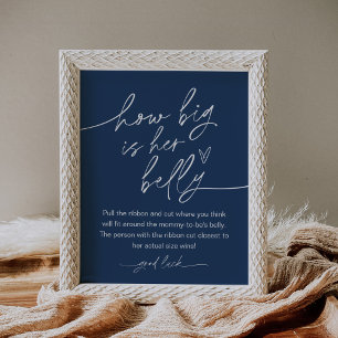 NEVE Hoe groot is haar buik Baby shower spel Navy Poster