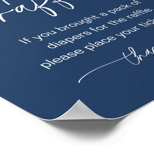 NEVE Luier Raffle Baby shower Spel Sign Poster (Hoek)