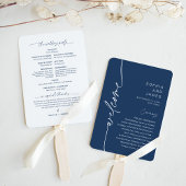 NEVE Modern Navy Wedding Programme (set van 10) Handwaaier