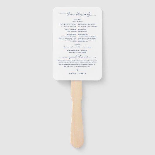 NEVE Modern Navy Wedding Programme (set van 10) Handwaaier (Achterkant)