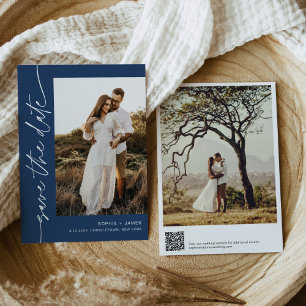 NEVE Navy Blue Foto Save The Date Kaart