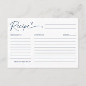 NEVE Navy Blue Recipe Vrijgezellenfeest Informatiekaartje (Voorkant)