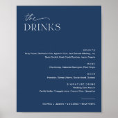 NEVE Navy bruiloft Bar Drink Menu Sign Poster (Voorkant)