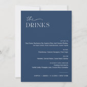 NEVE Navy Bruiloft Drink Bar Menu 5x7 Kaart (Voorkant)
