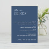 NEVE Navy Bruiloft Drink Bar Menu 5x7 Kaart (Staand voorkant)