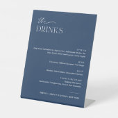 NEVE Navy Bruiloft Drink Bar Menu Reclamebord Met Voetstuk (Voorkant)
