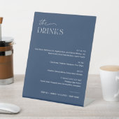 NEVE Navy Bruiloft Drink Bar Menu Reclamebord Met Voetstuk (Insitu)