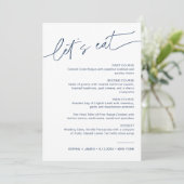 NEVE Navy Minimalist Wedding Dinner Menu Kaart (Staand voorkant)