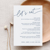 NEVE Navy Minimalist Wedding Dinner Menu Kaart