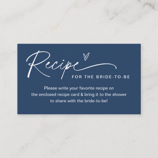 NEVE Navy Recipe Kaart Vrijgezellenfeest invullen Visitekaartje (Voorkant)