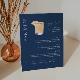 NEVE Navy Signature Drink Wedding Bar Menu Reclamebord Met Voetstuk