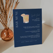 NEVE Navy Signature Drink Wedding Bar Menu Reclamebord Met Voetstuk