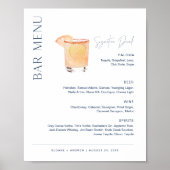 NEVE Navy Signature Drink Wedding Bar Menu Sign. Poster (Voorkant)