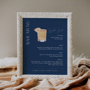 NEVE Navy Signature Drink Wedding Bar Sign Poster