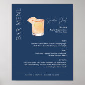 NEVE Navy Signature Drink Wedding Bar Sign Poster (Voorkant)