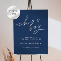 NEVE Navy, zilverfolie Oh Boy Baby shower teken