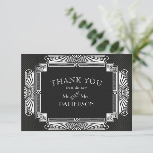  Neveau Wedding Black White Bedankkaart (Staand voorkant)