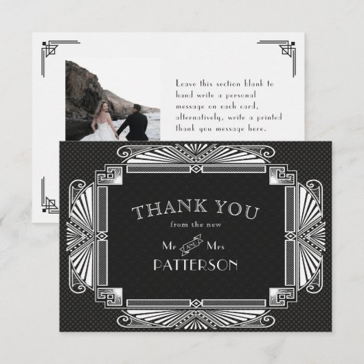  Neveau Wedding Black White Bedankkaart (Voorkant / Achterkant)